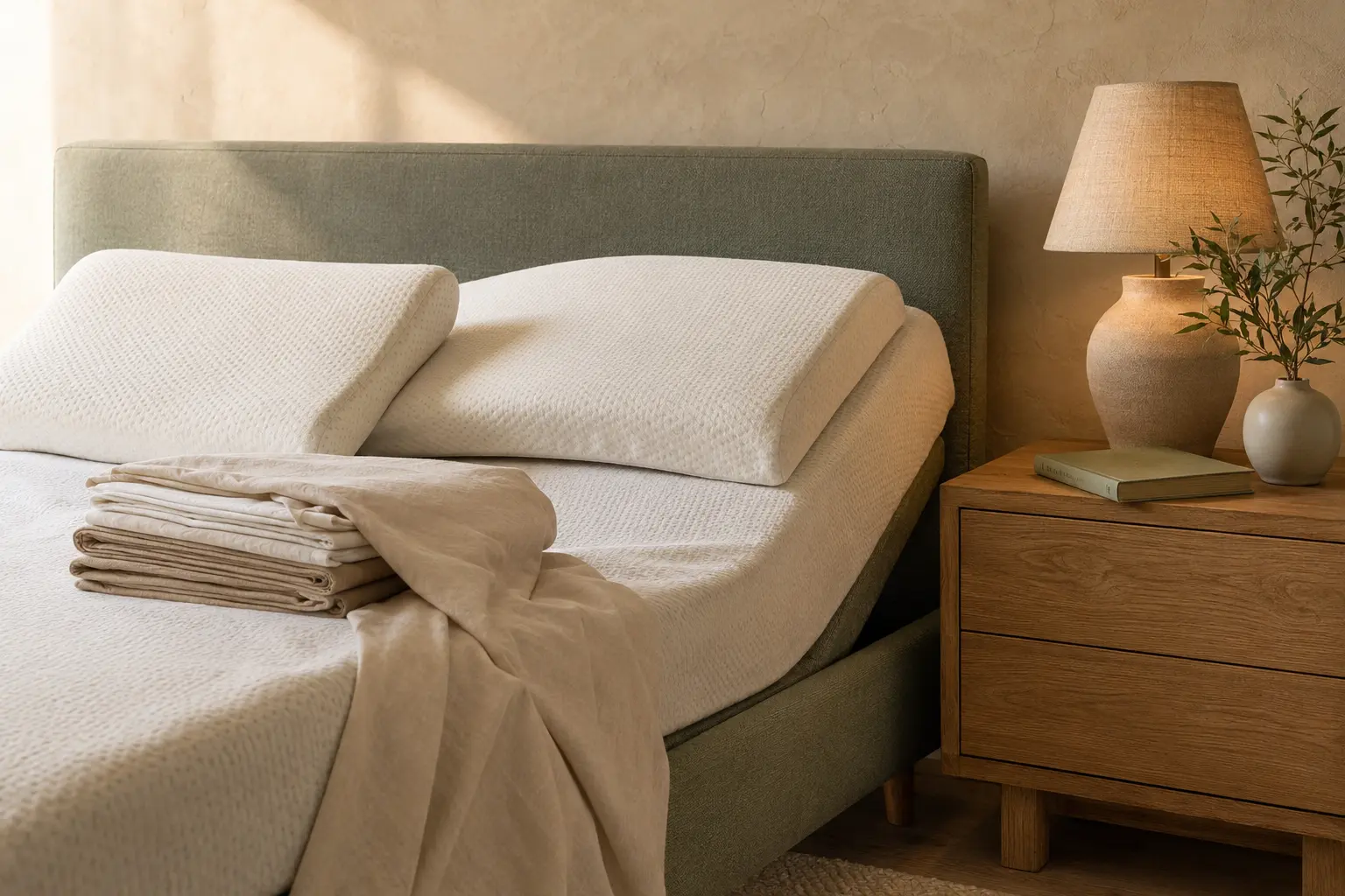 Ropa de cama flexible, almohadas y rincón de lectura