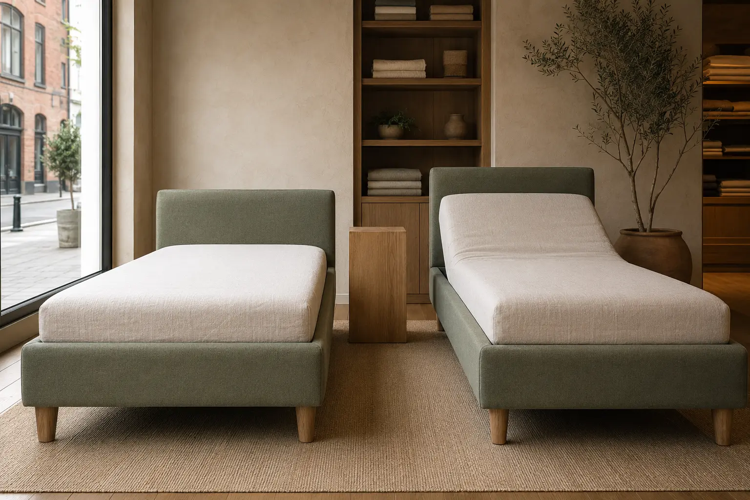 Two domestic bed mechanisms being compared