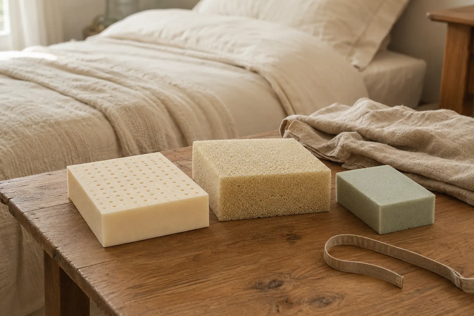 Materiales y textiles usados para comparar colchones articulables